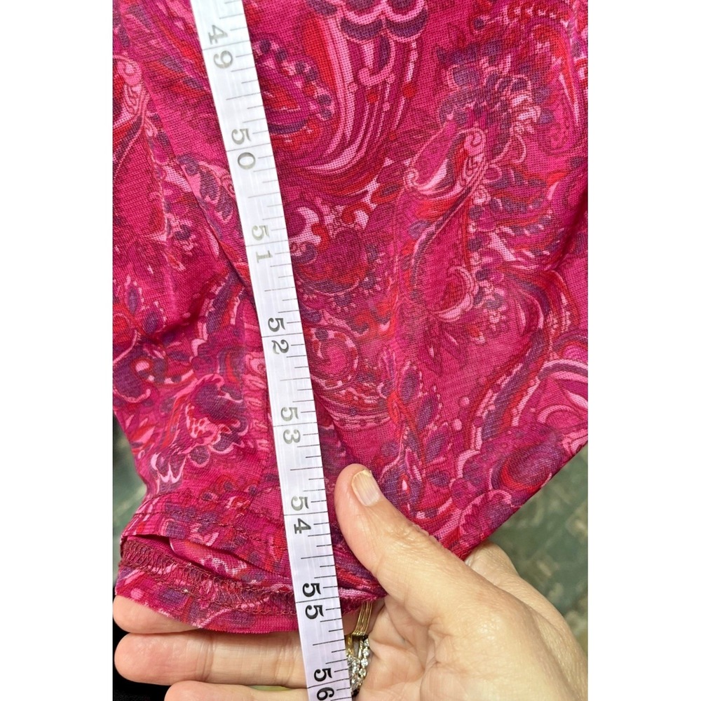 Vintage Y2K Fuchsia Paisley Slip Dress Maxi Dress Cowl Neck Bias Cut USA 11/12 - Picture 10 of 12
